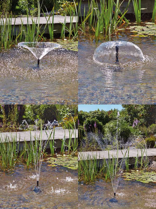 Verschiedene Wasserspiel-Aufsaetze