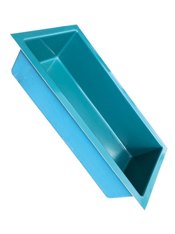 Ansicht Eckiges Teichbecken aus GFk mit 1.200 Liter Fassungsvermögen in Türkisblau