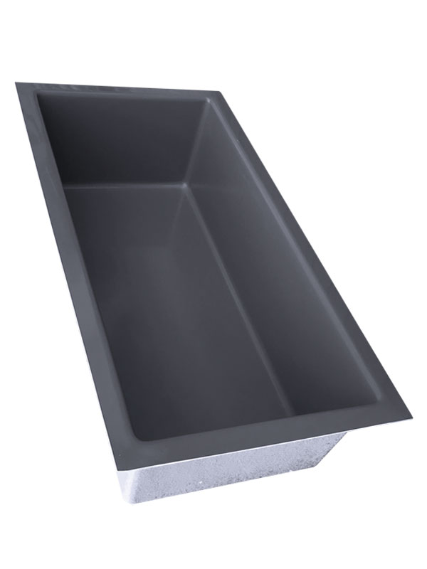 Ansicht eines Eckigen Teichbeckens aus GFK mit 750 Liter Fassungsvermögen in Achatgrau
